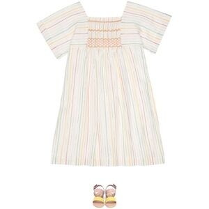 Bonpoint Paysanne Striped Off-White Cotton Dress